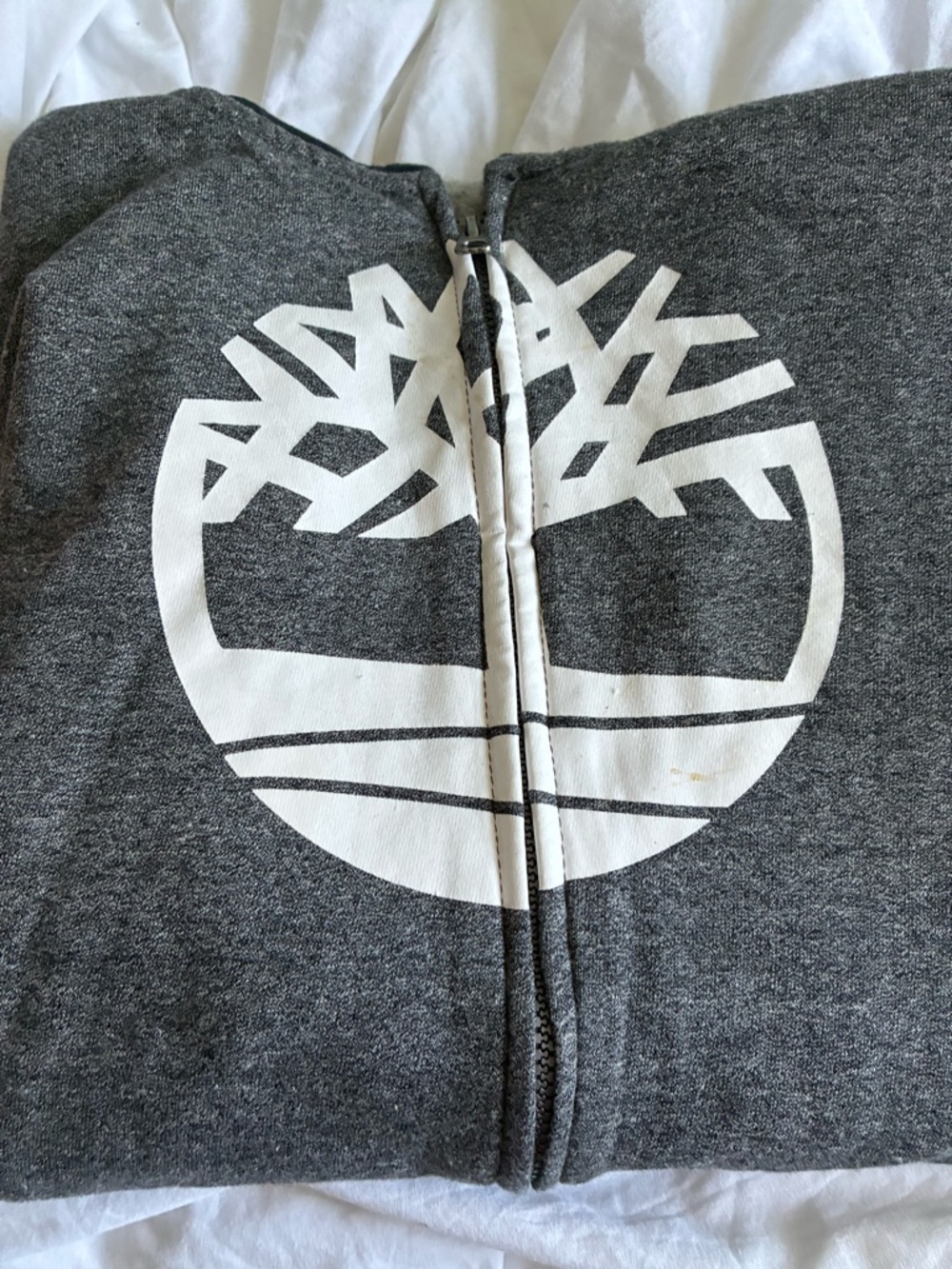 Timberland Dark Gray Zip Hoodie with White Tree Logo